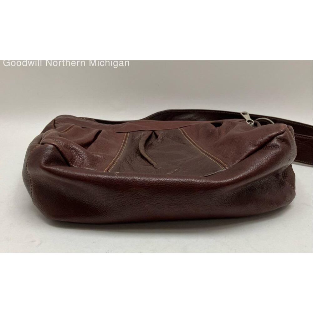 CORONADO EUC DARK RED LEATHER PLEATED HOBO BAG - Picture 6 of 7